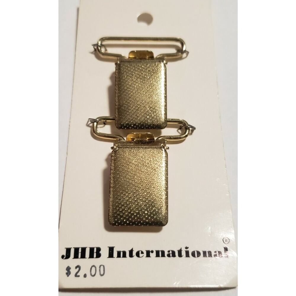Pair of Suspender Clips 1" Gold JHB International